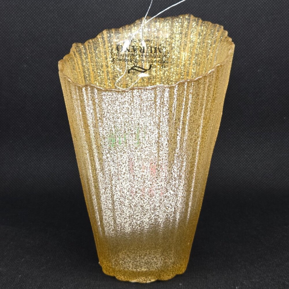 Murano Glass Hand Made in Italy Asymmetrical Vase - Gold Glitter